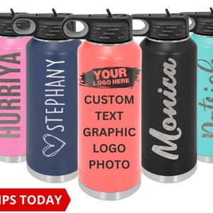 Engraved Water Bottles With Straw, Name Water Bottle, Personalized Insulated Water Bottle, Wedding Custom Water Bottle. These are 32oz.