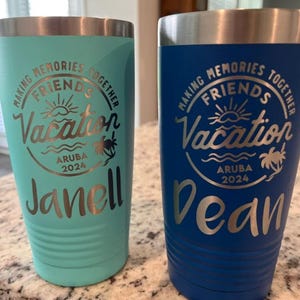 Personalized Vacation Tumbler, Family Vacation Cups, Beach Vacation Tumbler, 2025 Family Trip Gift Girls Trip Tumbler Bachelorette Mug L-301