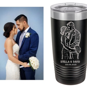 Photo Engraved Stainless Steel Tumbler, with Lid, 20 oz Coffee Travel Powder Coated Tumbler, Personalized Gift Mom, 30 oz Wine 12 oz Cup Pet