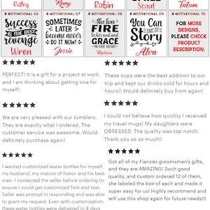 May include: Ten motivational quotes printed on white ceramic mugs with black text and red accents. The mugs are arranged in two rows of five. The quotes include "Believe You Can", "Wish Less Work More", "I Am Working On Myself", "Never Give Up On The Things That Make You Smile", "Good Things Take Time", "Success Is The Best Revenge", "Sometimes Later Become Never Do It Now", "She Has Fire In Her Soul And Grace In Her Heart", "You Can End Of Story", and "For More Designs, Please Check Product Description".