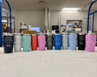 Custom 20oz Insulated Tumbler, Personalized Vacation Tumbler, Holiday Travel Mug, Laser Engraved Tumbler, Stainless Steel Mug, Beach Tumbler