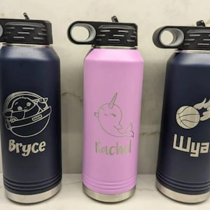Engraved 32 oz Water Bottles, Personalized Insulated Water Bottle, Custom Water Bottle, Wedding Water Bottle, Name Water Bottle Tumbler