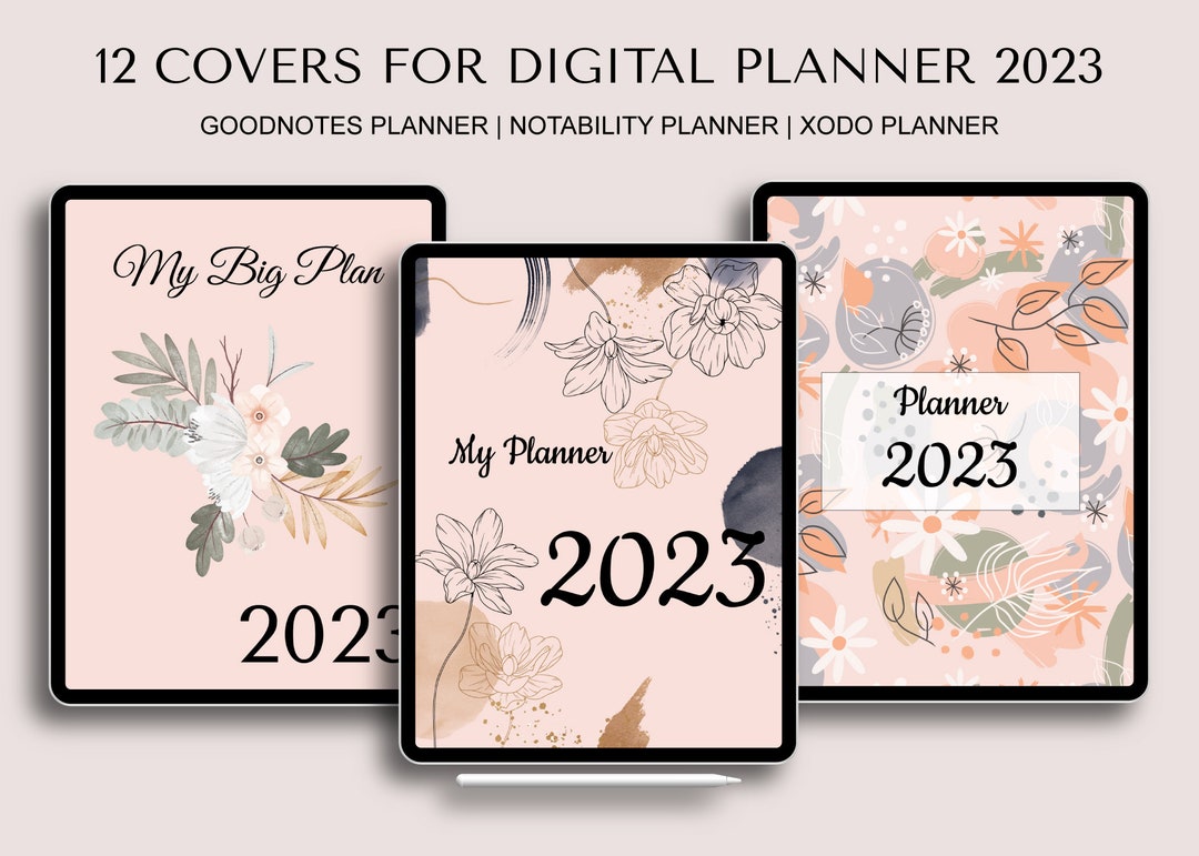 12 Digital Planner Covers, Goodnotes, Notability, Xodo, Notes Covers Templates, Instant Download