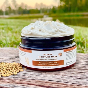 Conditioning Hair Mask, Extra Hydration, Fenugreek, Thickens Hair, Essential Oils for strength and growth, Rosemary, Cedarwood, Peppermint