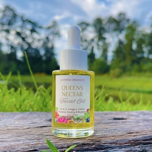 Feuchtigkeitsspendendes Gesichtsölserum - Queens Nectar Serum | Vitamin A, C, Peptitide, Hagebutten-, Sonnenblumen-, Blaubeeröl| Geladen mit Antioxidantien