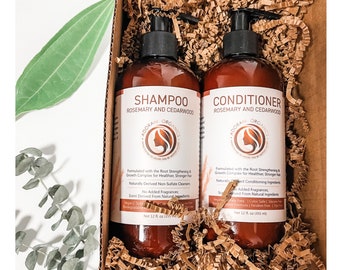 Sulfate-free Shampoo and Conditioner set  | Rosemary Shampoo, Regrowth Shampoo, Hair Loss, Thinning Shampoo,  Vegan, Natural Ingredients
