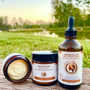 Organic Hair Growth Oil and Butter  |  Root Strengthening  | Thinning, Hair Loss, Alopecia |  Plus 100 tips for hair loss | Adorani Organics