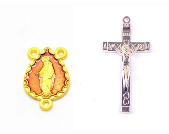 Rosary set,Cross and Rosary Center,Cross 43 x 20 mm Link 2,5mm,Rosary Center Gout shape 21 x 14 mm,Links 1.5 mm