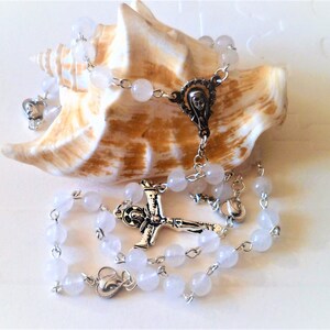 Catholic Chapel Jade White Tibetan Silver 46 cm Virgin cross Trinity