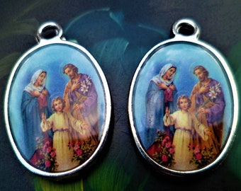 1 Holy Family Medal Pendant Double Sided 25 x 16 mm ,Hole 2 mm, Christmas Gift,Catholic Feasts,Holy Medals