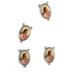 1 Center Rosary Jesus Double Sided 24 x 14 mm, Zinc Alloy Photo Resin