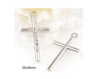 2 Tibetan Style Crucifix Crosses 38 x 20 mm, Thickness 2.7 mm, Hole 1 mm in Zinc Alloy