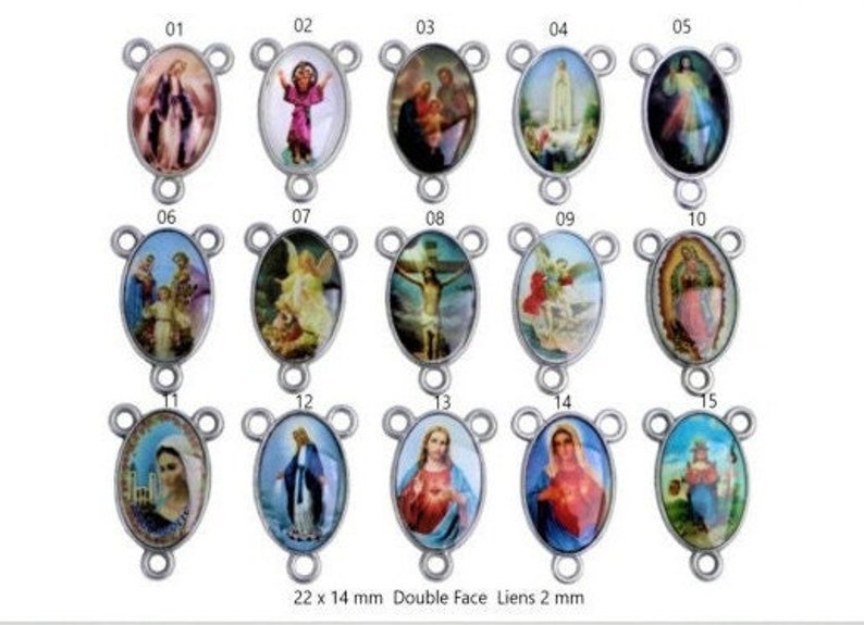 Rosary centers rosaries 22 x 14 mm double sided identical Links 2 mm, sold individually image 3