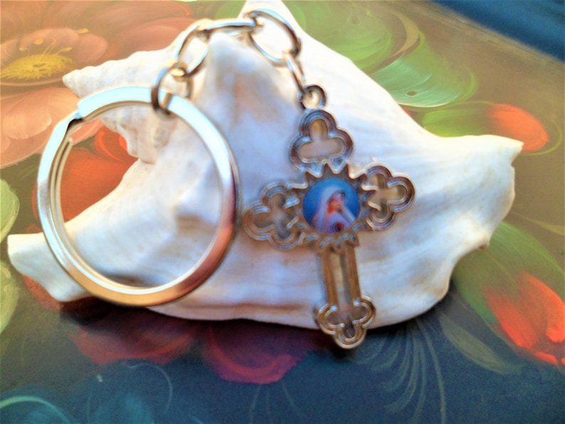 Porte Clés Croix Rose Clair Baptême Et Communion