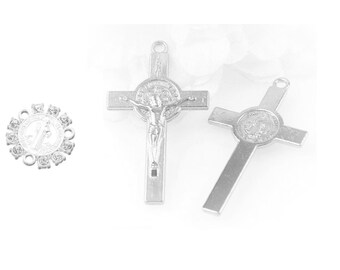 Croix Saint Michele Pour Chapelet – Lot De 10 Pièces En Argent Galvanisé – Fabriqué En Italie – 2 Cm - 14