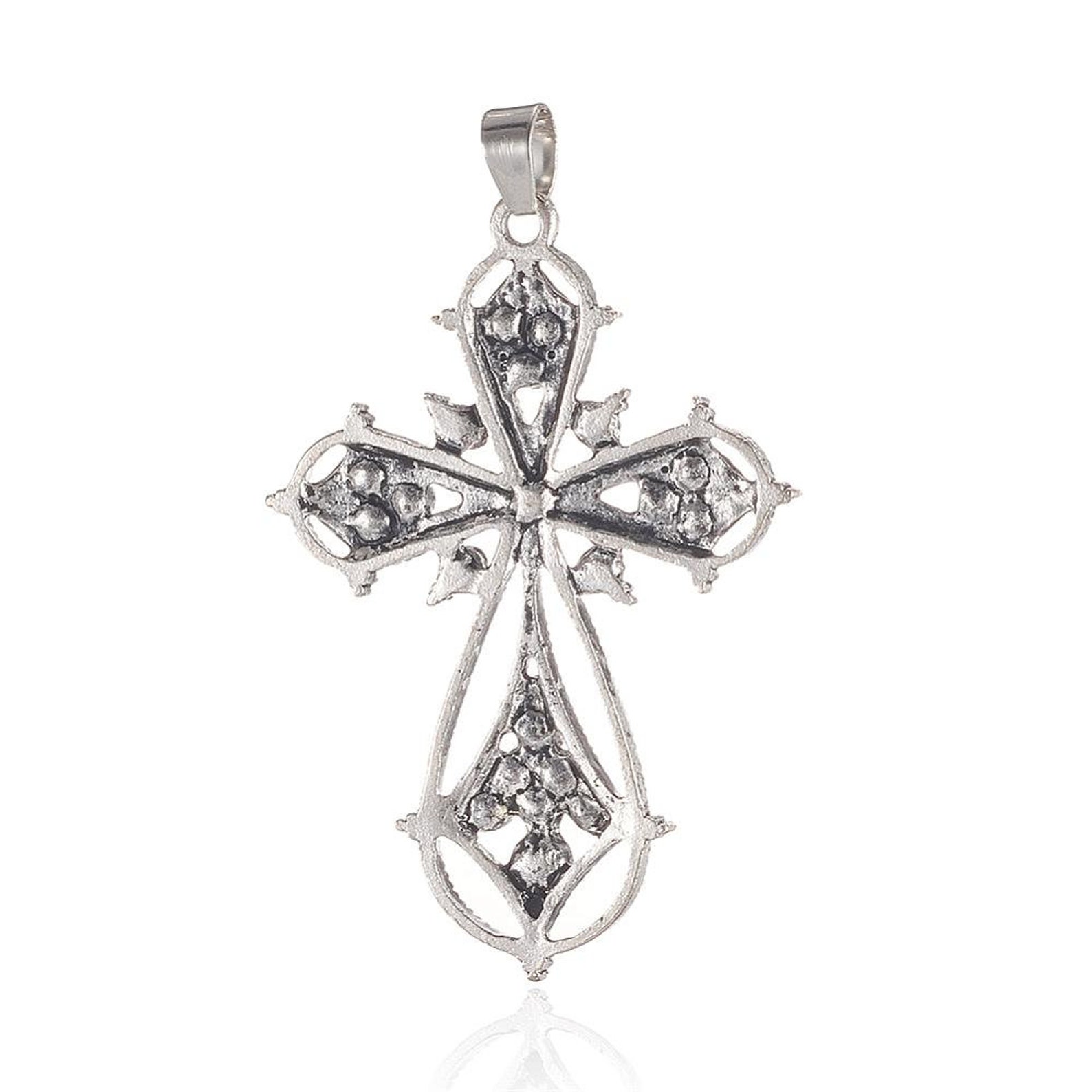 Chaîne Pendentif Croix Avec Strass Noir Signée SCOOTER Paris - État Occasion