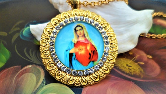 Etsy virgin mary necklace sale