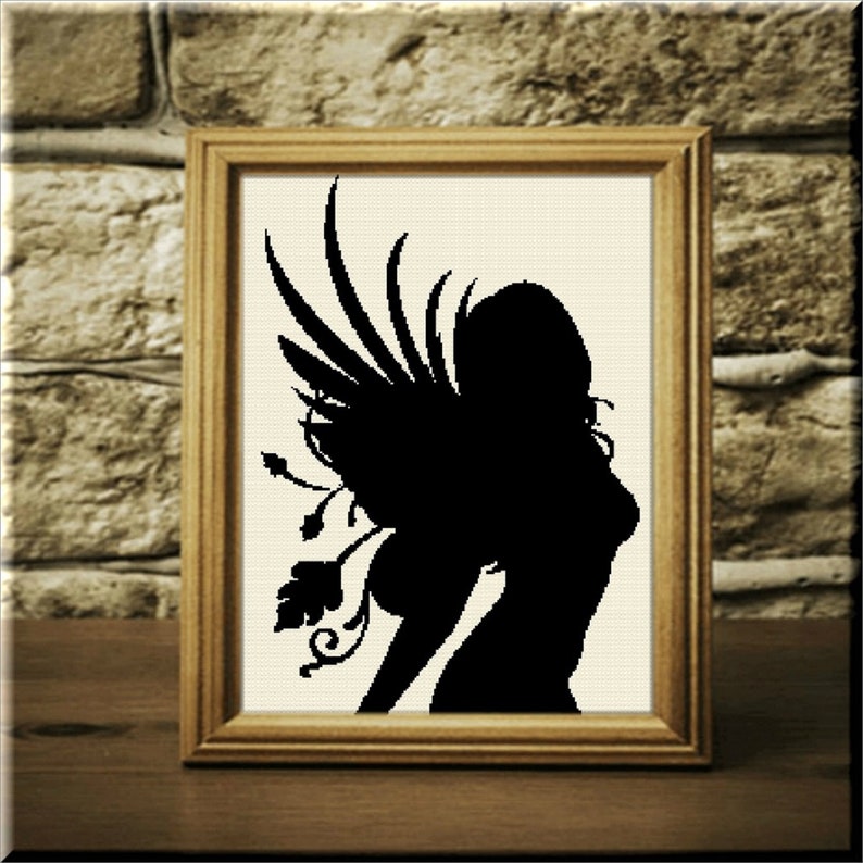 Fairy Monochrome Cross Stitch Pattern Pdf Instant Download Etsy
