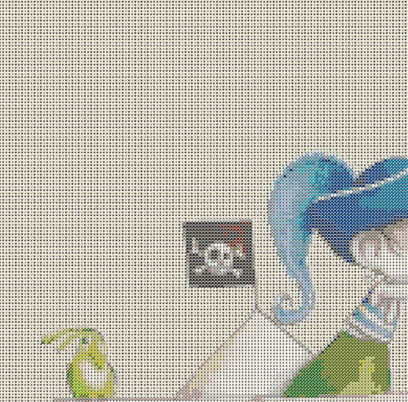 Counted cross stitch pattern children Pirate and paper boat Grille point de croix compt\u00e9 enfants Pirate et bateau papier