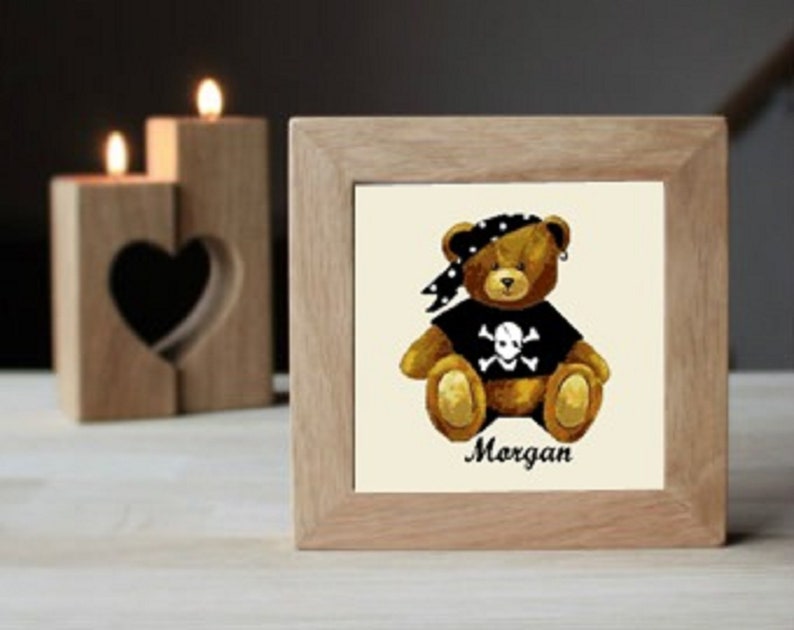 Pirate Teddy bear-Kids-Cross stitch pattern-PDF instant download / Pirate nounours-Enfants-Grille point de croix-PDF instantané image 1