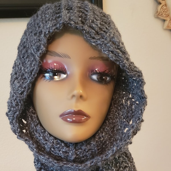 Crochet Hooded Scarf, Hooded Cowl, Snood, Cowl Scarf