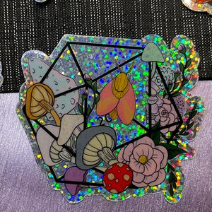 Glitzer holographische D20 Terrarium Sticker
