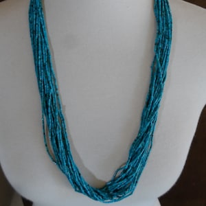 Vintage Heishi Turquoise and Sterling Silver Beaded Necklace, 20 Strand