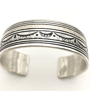 Navajo Stamped Sterling Silver Cuff Bracelet