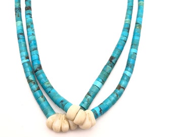 Vintage Native American Traditional Handmade Jaclas Pendant, Turquoise and Shell Beads