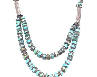 Collar vintage Santo Domingo de heishi de turquesa y plata de ley