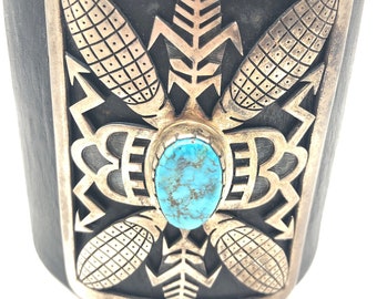 Mighty Flank Vintage Naqvajo Turquoise Native American Jewelry Silver Ketoh Bracelet Old Mighty Flank Vintage Naqvajo Turquoise Native American Jewelry Silver Ketoh Bracelet Old