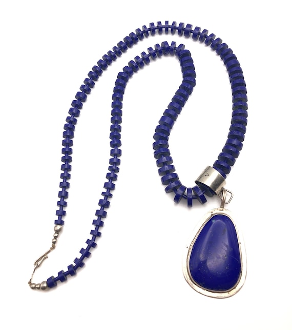 Native American Important Dan Coriz Santo Domingo Lapis Sterling Silver Turquoise Necklace Native American Important Dan Coriz Santo Domingo Lapis Sterling Silver Turquoise Necklace