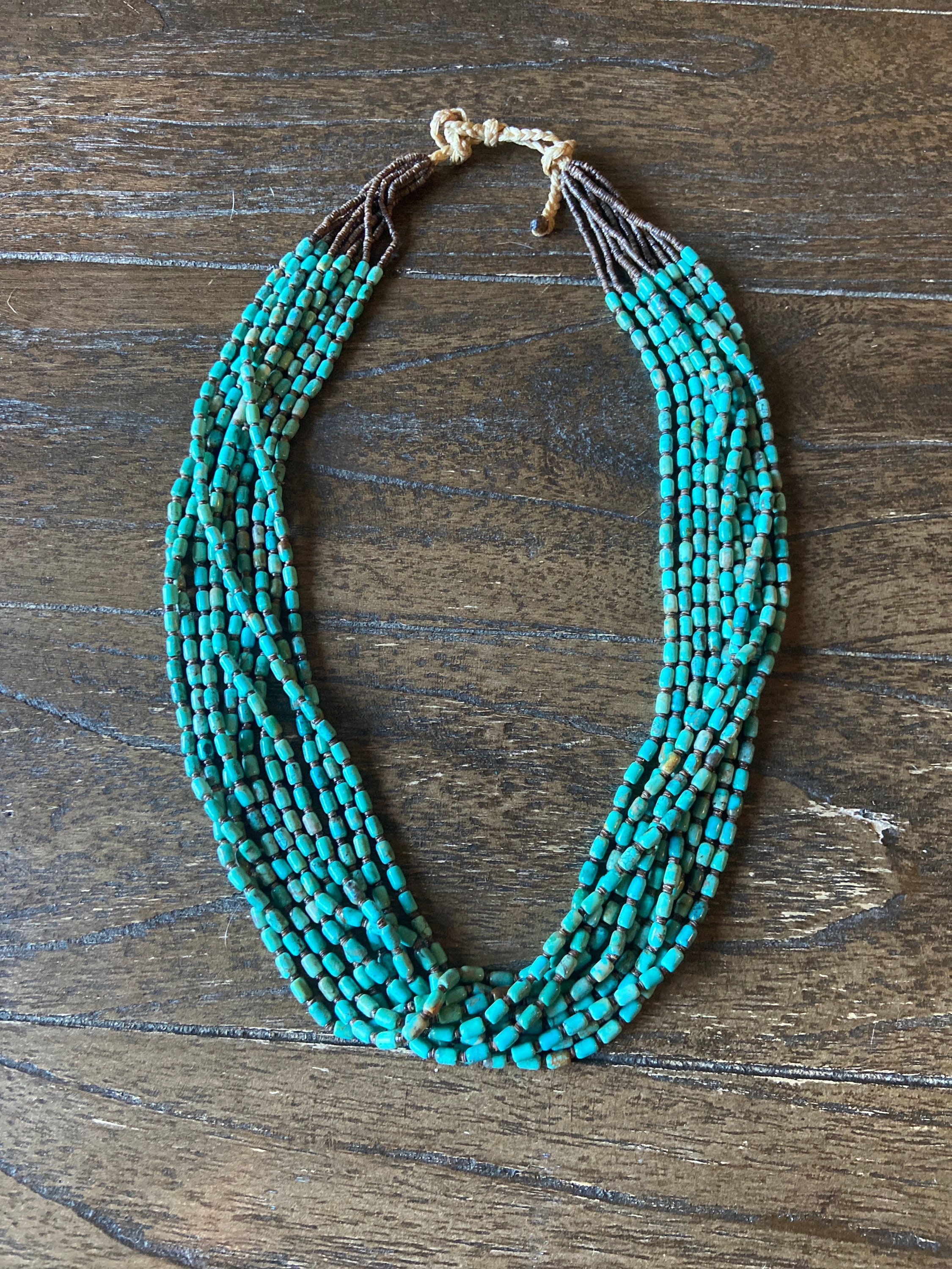 Vintage Turquoise Heishi 12 Strand Beaded Necklace Santo - Etsy