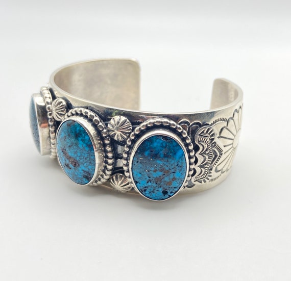 Jimmy Lee Native American Navajo Turquoise Charoite Jet Sterling Silver Bracelet Jimmy Lee Native American Navajo Turquoise Charoite Jet Sterling Silver Bracelet