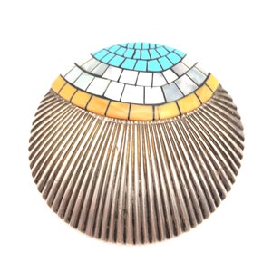 Santo Domingo Sterling Silver and Mother of Pearl Inlay Shell Pin/Pendant