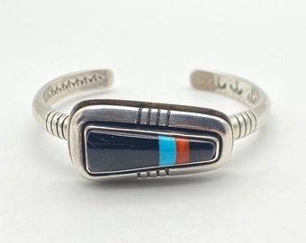 Vintage Kewa Alois Wagner Turquoise Heishi Inlay Sterling