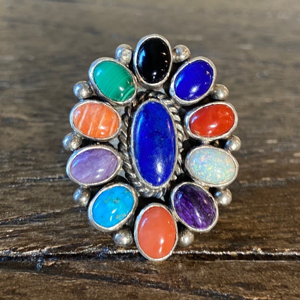 Charles Johnson Sterling Silver Multi Stone Cluster Ring