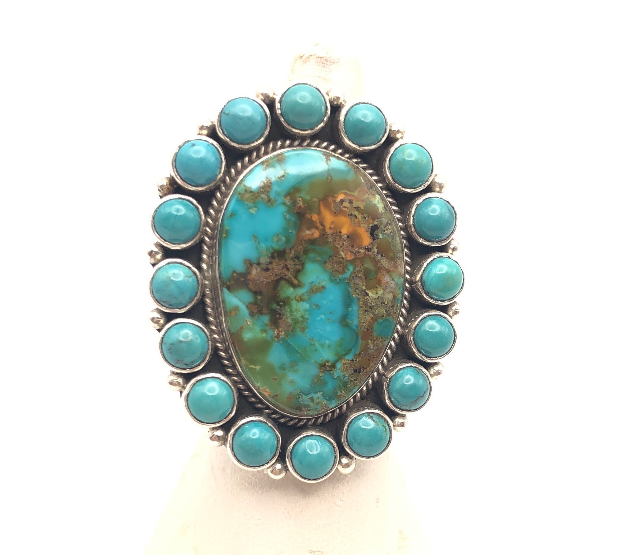 Very Important Huge Native American Navajo Tonya Rafael Turquoise Heart Sterling Silver Ring Very Important Huge Native American Navajo Tonya Rafael Turquoise Heart Sterling Silver Ring
