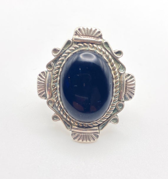 Roy Billie Onyx and Sterling Silver Ring, Size 8-1