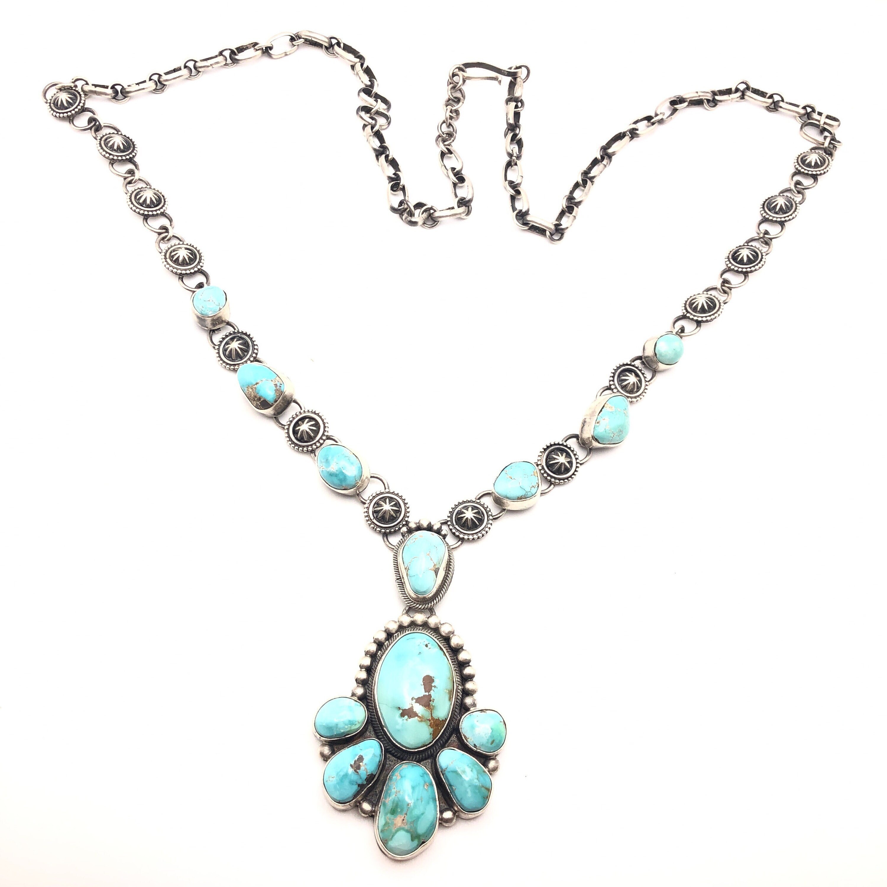 Native American Museum Quality Julie Etsitty Multi Tier Turquoise Sterling Silver Necklace Native American Museum Quality Julie Etsitty Multi Tier Turquoise Sterling Silver Necklace