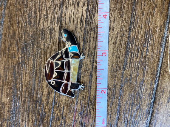 Vintage Turtle Brooch/Pendant, Sterling Silver an… - image 3