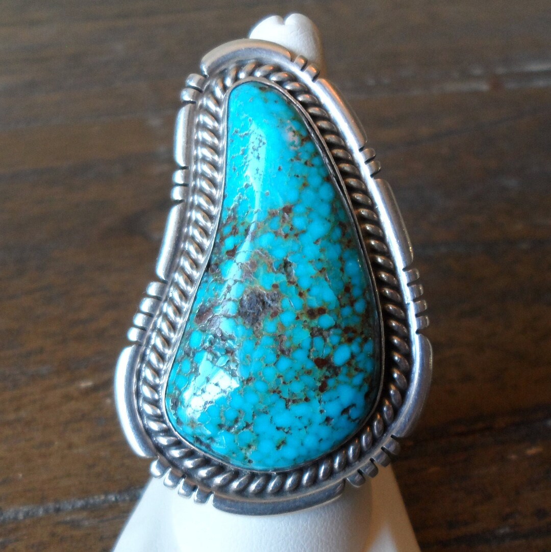 Lester Rings HUGE Lester Craig Navajo Sterling Silver and Turquoise Ring, Size 8 1/4 ...