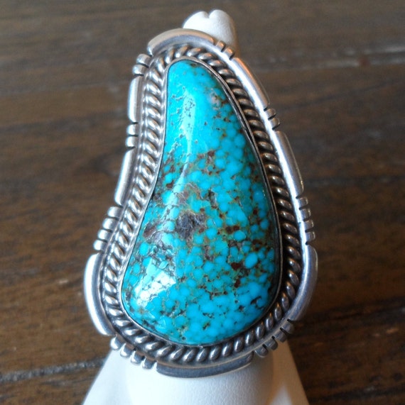 HUGE Lester Craig Navajo Sterling Silver and Turq… - image 1