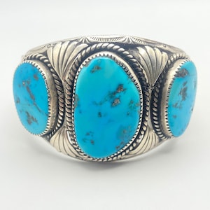 Ed Smith Vintage Turquoise and Sterling Silver Cuff Bracelet