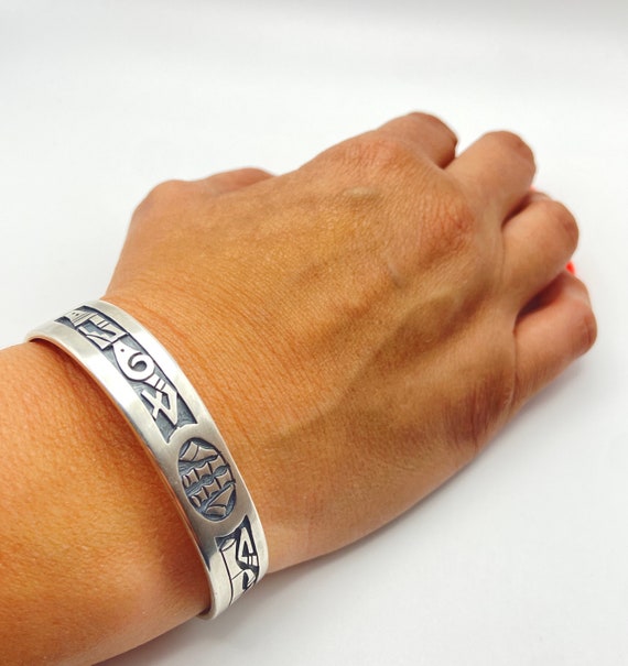 Stewart Tewawina Hopi Overlay Sterling Silver Cuff Bracelet Stewart Tewawina Hopi Overlay Sterling Silver Cuff Bracelet