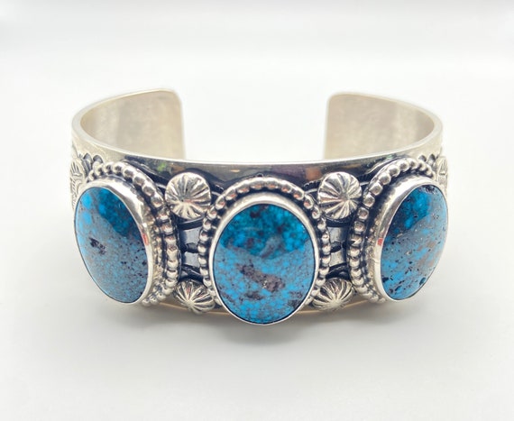 Jimmy Lee Native American Navajo Turquoise Charoite Jet Sterling Silver Bracelet Jimmy Lee Native American Navajo Turquoise Charoite Jet Sterling Silver Bracelet