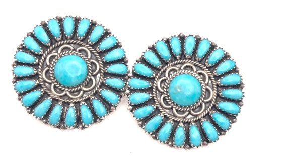 アクセサリー indian jewelry navajo Zaita Begay NATIVE AMERICAN NAVAJO STERLING SILVER & TURQUOISE EARRINGS