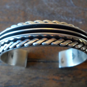 Tom Hawk Navajo Sterling Silver Channel Bracelet, Unisex Cuff