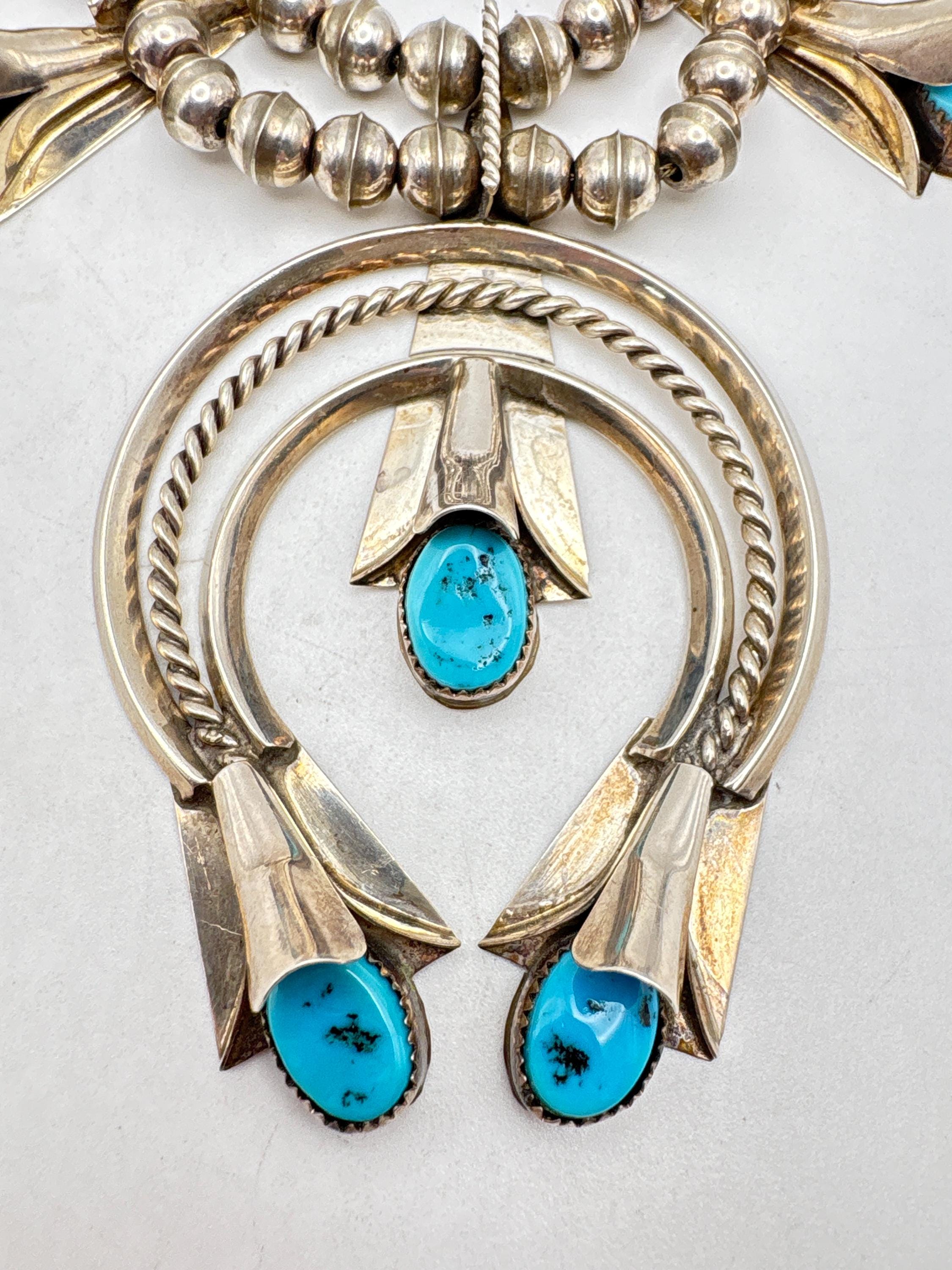 Frank Yazzie Navajo Sterling Silver Turquoise Traditional Squash