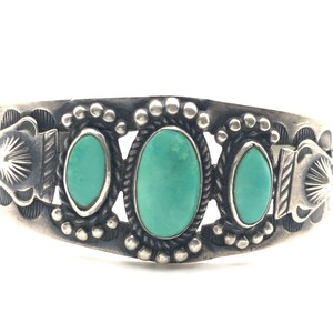 Vintage Fred Harvey Era Turquoise and Sterling Silver Bracelet